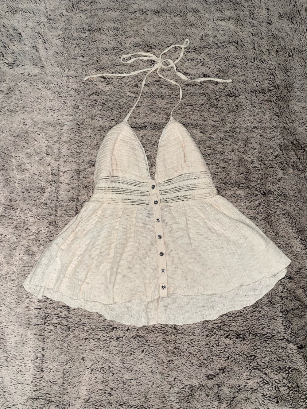 American Eagle Outfitters Cream Crochet Knit Halter Top